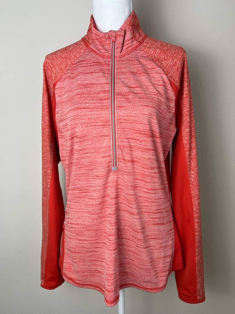 Athleta Women's L Running Coral Activewear 1/2 Zip Athletic Pullover‎ Thumbholes